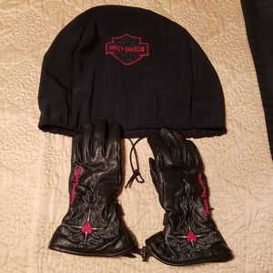 Vintage Harley Davidson black leather gloves